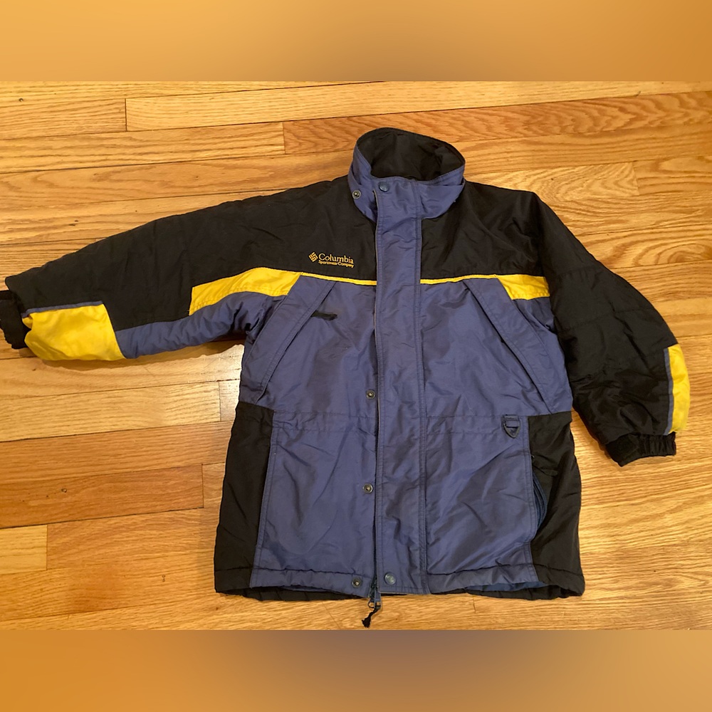 Columbia boys jacket- size 8; grey,yellow and black
